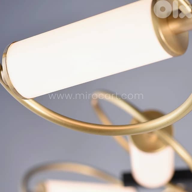 Modern Cross Pendant Chandelier | 6-Light Halo Design in Black & Gold 4