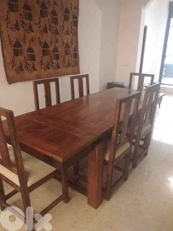 Imported, Used, Plain wood dining table + 8 chairs very good condition 0