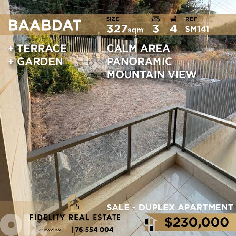 Duplex for sale in Baabdat SM141  دوبلكس للبيع في بعبدات 0