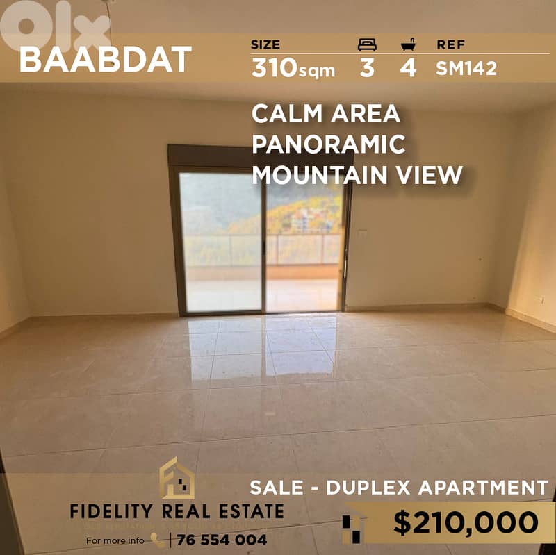 Duplex for sale in Baabdat SM142 دوبلكس للبيع في بعبدات 0