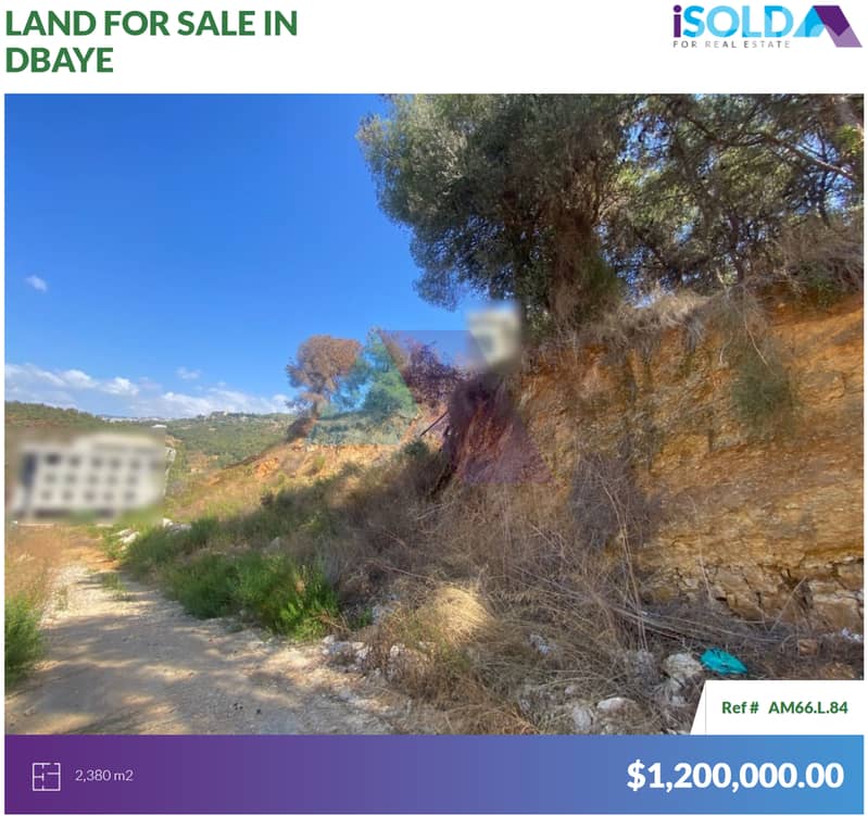 2380 m2 Prime Land+Sea view 4sale in Dbayeh - أرض للبيع في ضبية 0