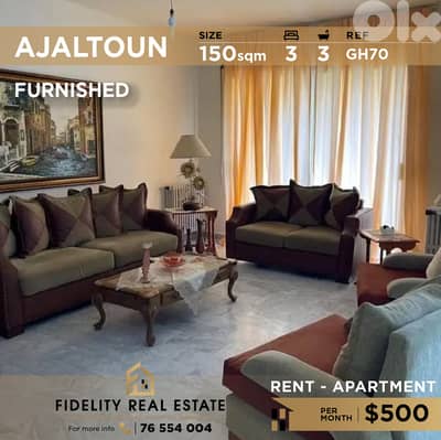 Apartment for rent in Ajaltoun GH70  شقة للإيجار في عجلتون