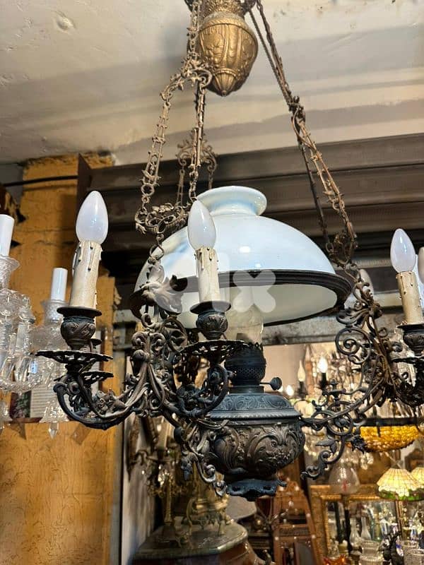 ثريا قنديل كاز انتيك فرنسية غلوب اوبالين الحجم الكبير مع تقال 2