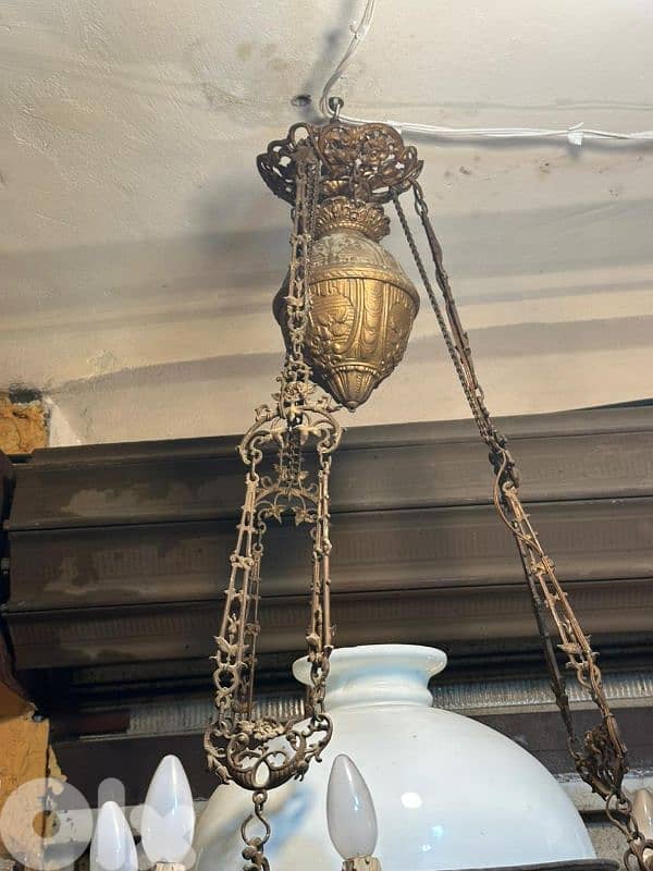 ثريا قنديل كاز انتيك فرنسية غلوب اوبالين الحجم الكبير مع تقال 3