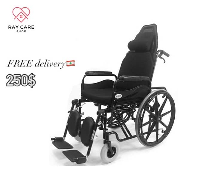 Steel Reclining High Backrest Wheelchair كرسي متحرك 0