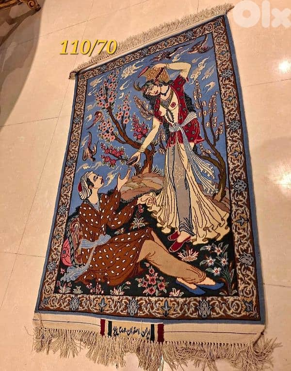 سجادة اصفهان عمر الخيام ناعمة انتيك قديمة سعر لقطة 0