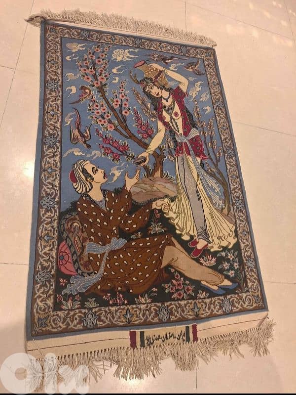 سجادة اصفهان عمر الخيام ناعمة انتيك قديمة سعر لقطة 2