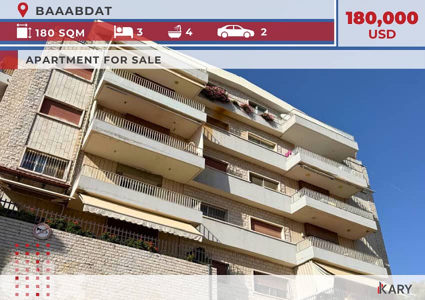 180m2 Apartment for SALE in BAAABDAT شقة للبيع في بعبدات 0