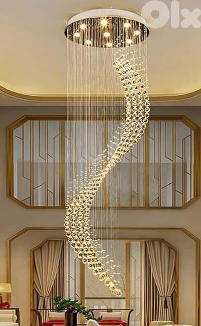 Elegant Long Crystal Chandelier – Excellent Condition