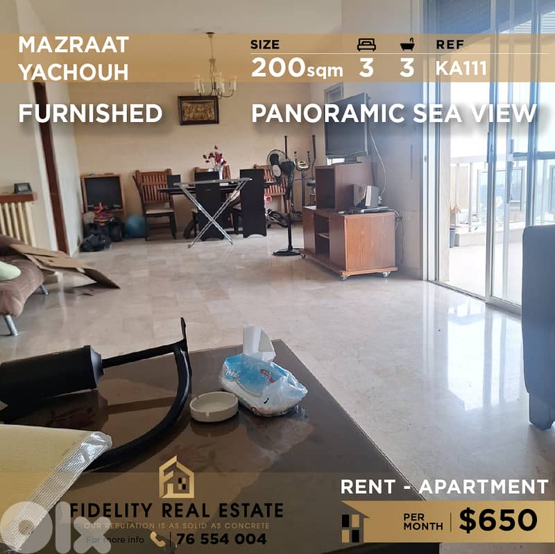 Apartment for rent in Mazraat Yachouh KA111 شقة للإيجار في مزرعة يشوع 0