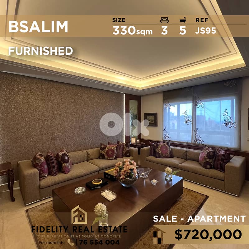 Apartment for sale in Bsalim FURNISHED JS95 شقة مفروشة للبيع بصاليم 0