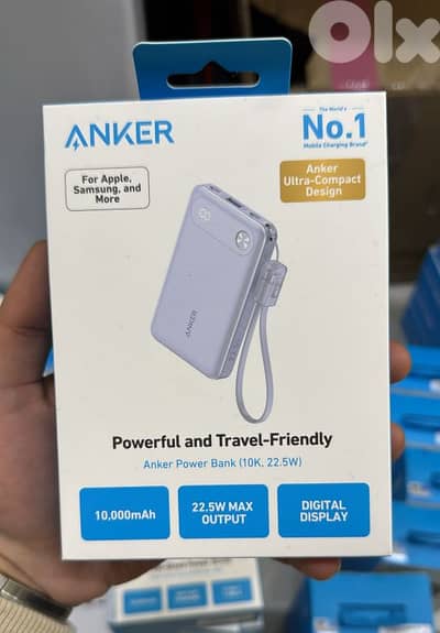 Anker powerbank (10k,22.5w) digital display purple