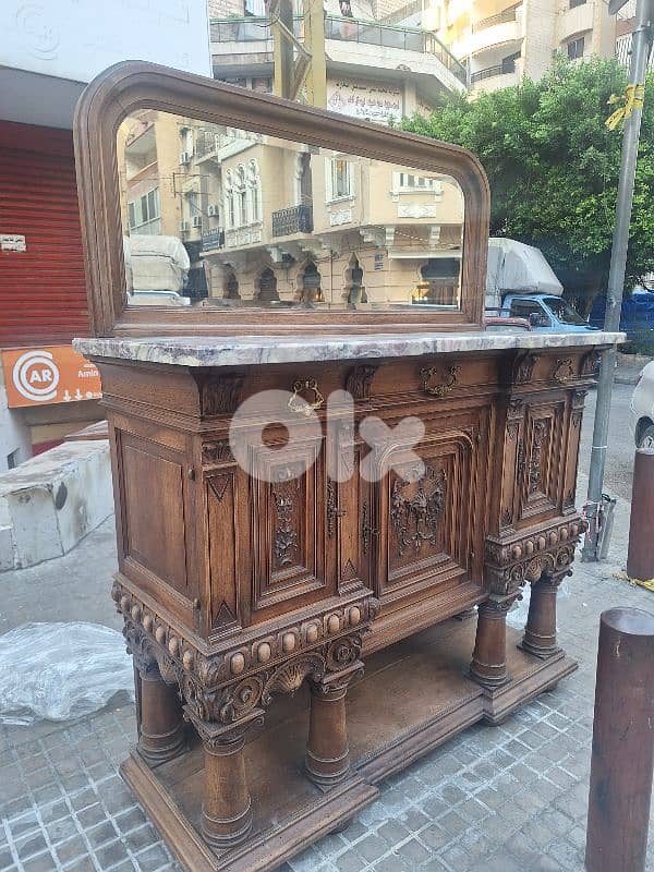 كونسول ديسر فرنسي انتيك خشب جوز شغل فني من الروائع 0