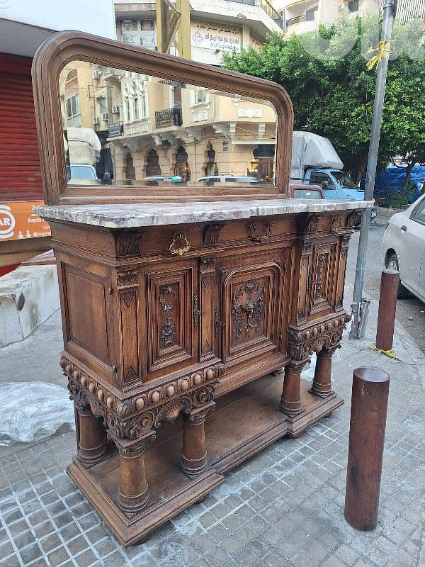 كونسول ديسر فرنسي انتيك خشب جوز شغل فني من الروائع 2