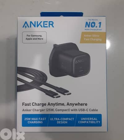 Anker charger 25w compact with usb-c cable