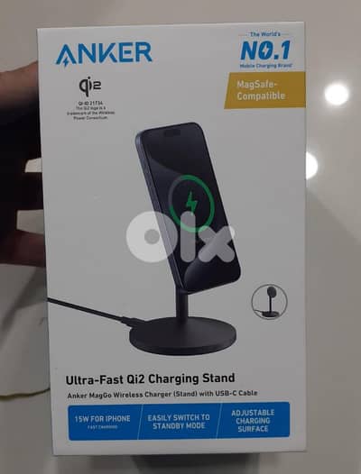 Anker MagGo Qi2 15w Wireless Charging Stand With Usb-c Cable