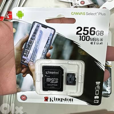 Kingston memory card with adapter 256gb 100mb/s
