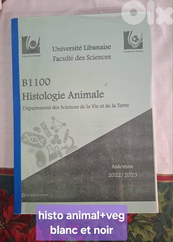 Lebanese university faculty of Science, 1ère année bio, 1er semestre 3