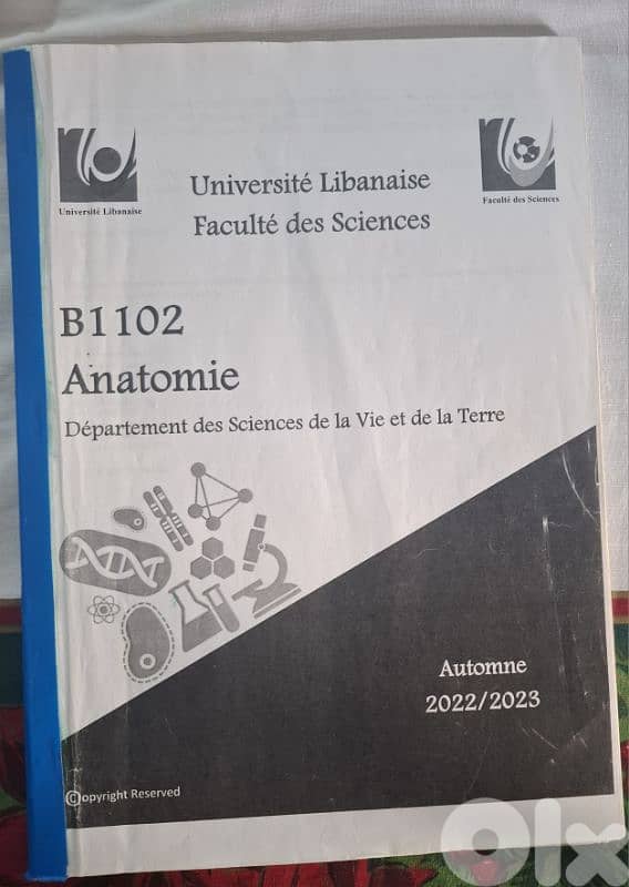 Lebanese university faculty of Science, 1ère année bio, 1er semestre 6