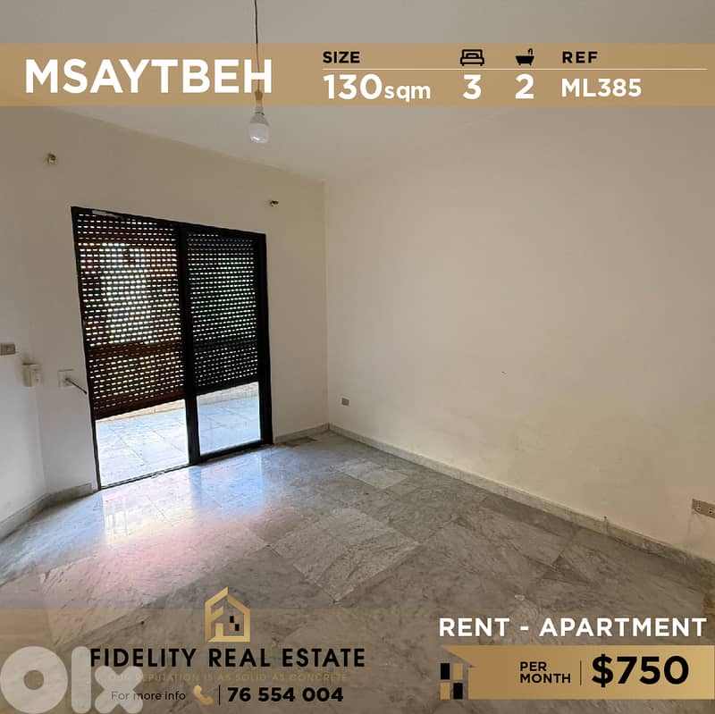 Apartment for rent in Msaytbeh ML385 شقة  للإيجار في المصيطبة 0