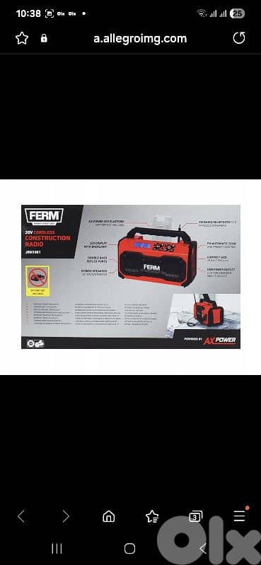 FERM Bluetooth radio_ 20-volt battery. + cordless polisher/4$ delivery 1