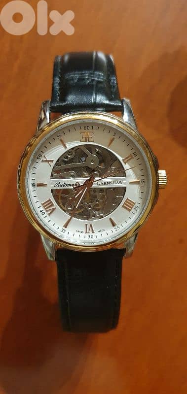 EARNSHAW automatic SWISS MADE CLOCK GENIUNE LEATHER 1