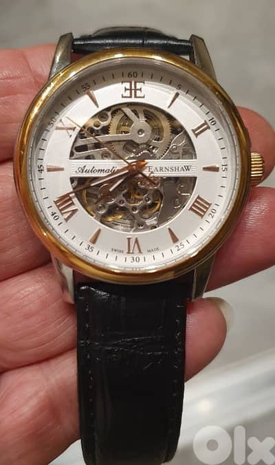 EARNSHAW automatic SWISS MADE CLOCK GENIUNE LEATHER