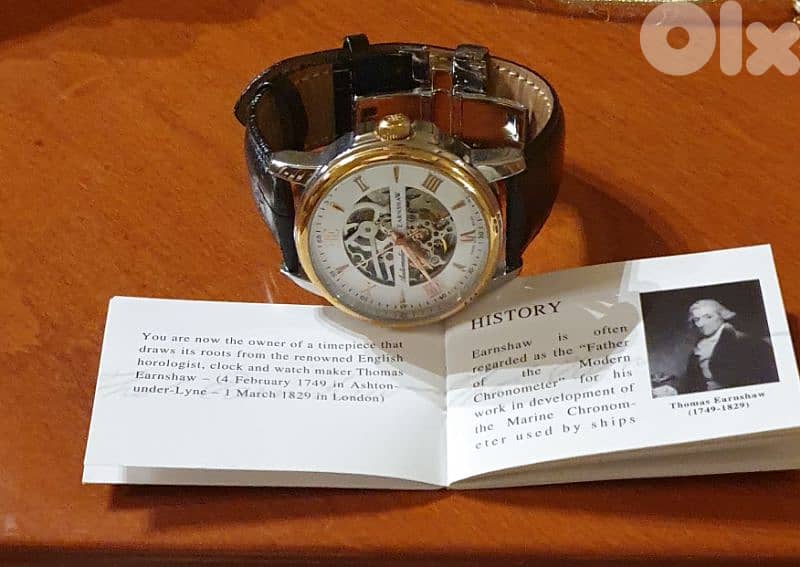 EARNSHAW automatic SWISS MADE CLOCK GENIUNE LEATHER 6