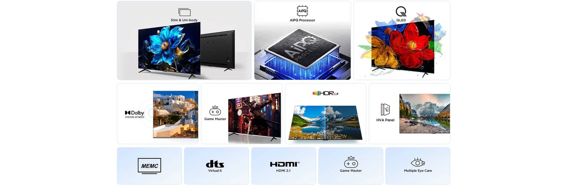 TCL P7K 43" 50" 55" 65" 75" Qled 4K 60Hz Google TV 6