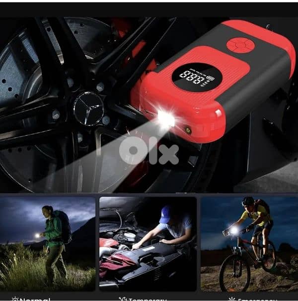 tire Inflator, Air Compressor & Car Jump Starter,LED Light/4$delivery 2