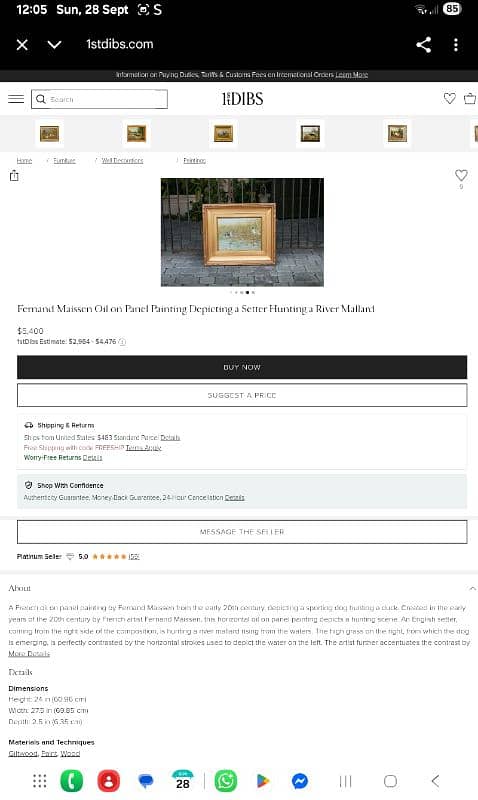 Original Late 19th. century French Oil Painting By FERNAND MAISSEN 6