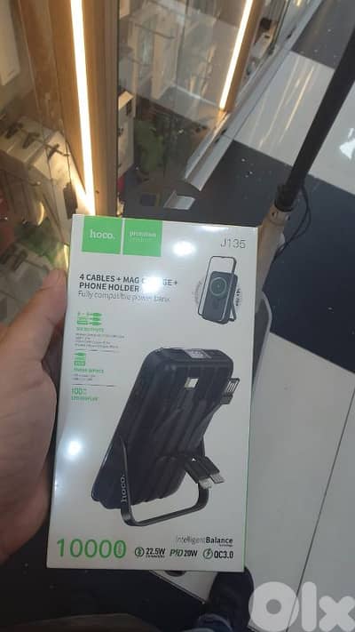 Hoco j135 10000mah 4 cable+magsafe +phone holder power bank