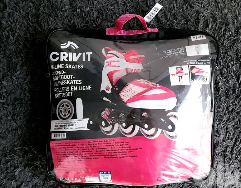 رولر CRIVIT للأطفال (المقاسات 29–37) + خوذة هدية مميزة 6