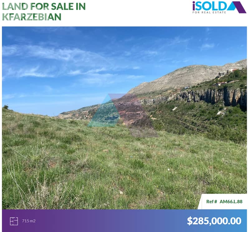 Prime Land +mountain View 4 sale in Kfarzebian - أرض للبيع في كفردبيان 0