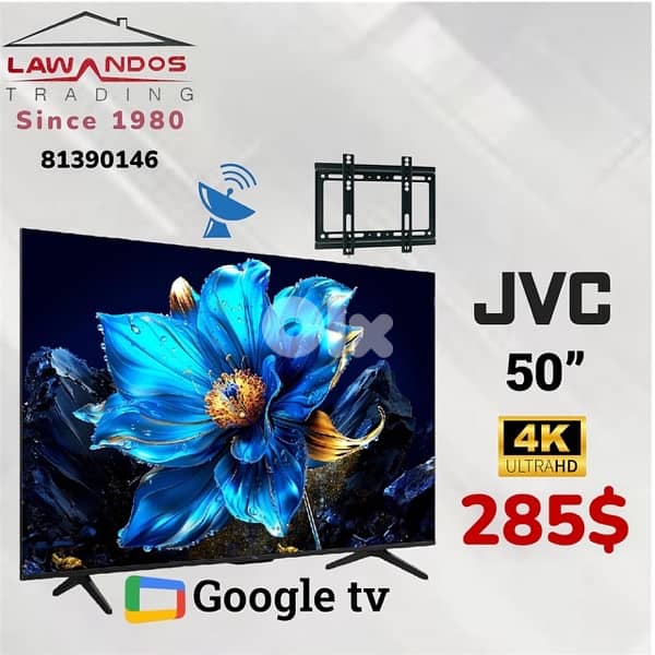 Led JVC ORIGINAL 43”,50”,55”,65” ,75” Google tv مع ستاند 1