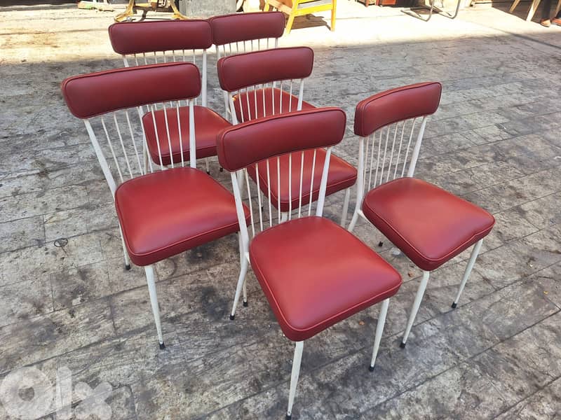 كراسي حديد عدد٦ تنجيد جلد اصلي خارق النظافة مميز ناعم انتيك 3