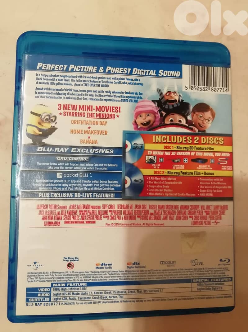 Dispicable me original Bluray + bluray 3d 2
