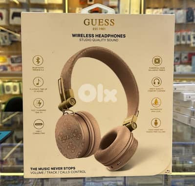 Guess Wireless Headphones leather with metal logo pink