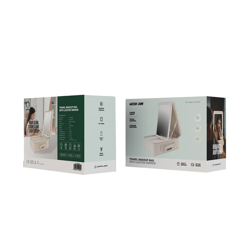 Green Lion Travel Makeup Bag with Lighted Mirror 3