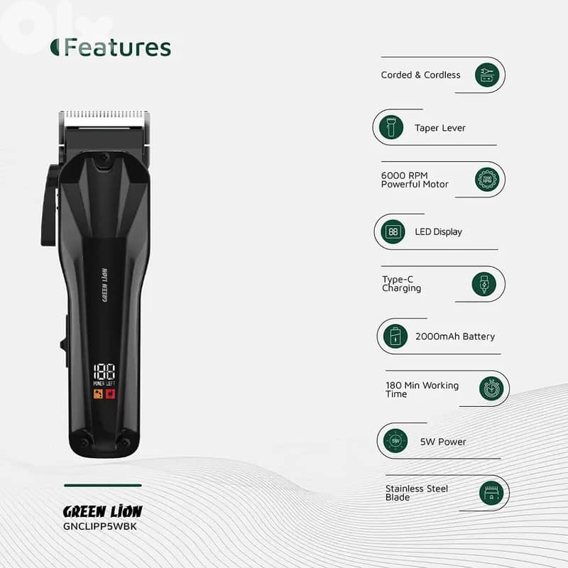 Green Lion Clip Pro Professional Hair Clipper 1