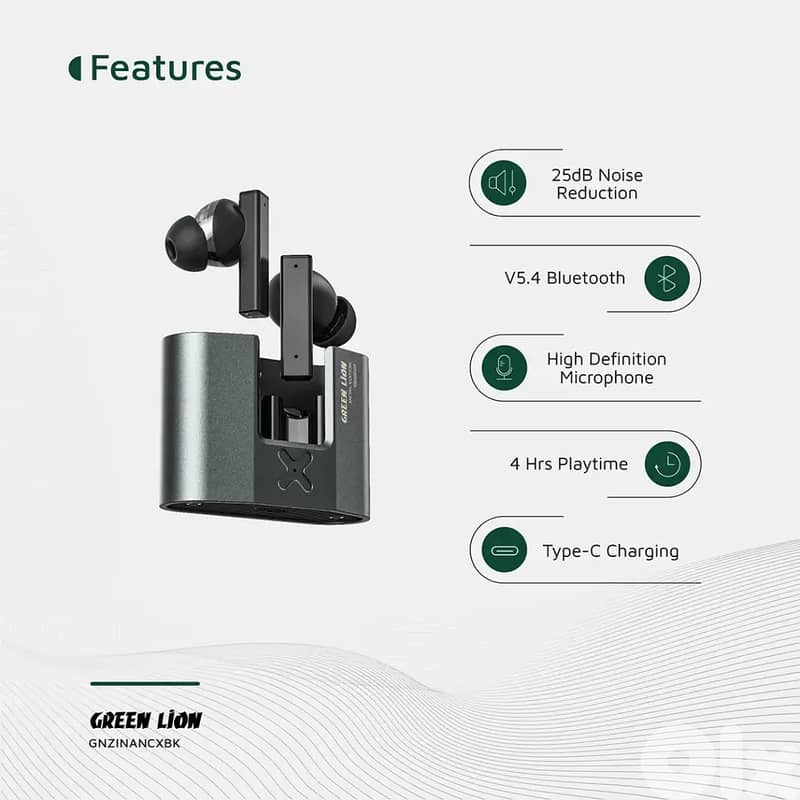 Green Lion ZINC X Metal Earbuds TWS with ANC 6