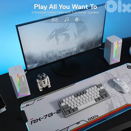 Redragon RGB Desktop Speakers PC Computer Stereo Speaker 4