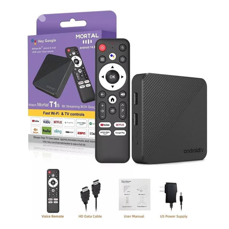 TV Box 2GB / 8GB Android 14 Google Assistant Support Netflix 4K 2