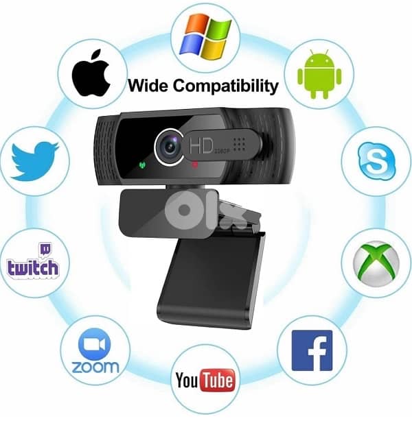 AJ STAR Webcam for PC with Microphone, 1080 5