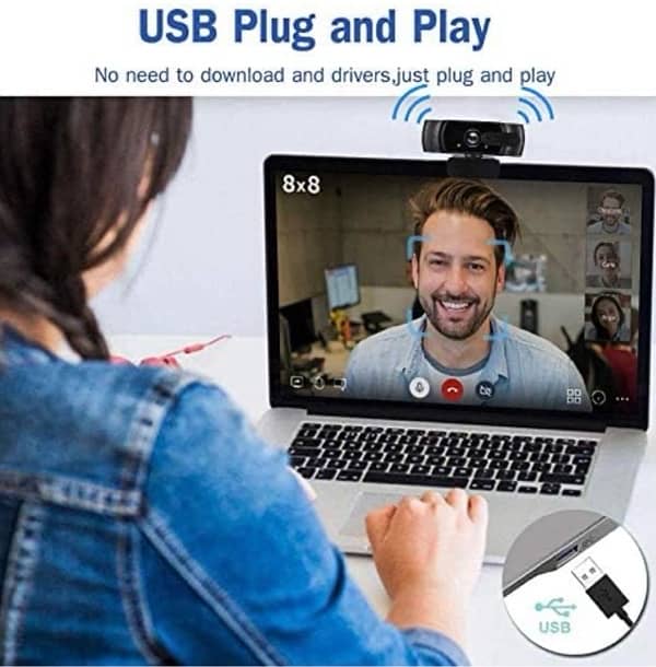 AJ STAR Webcam for PC with Microphone, 1080 6