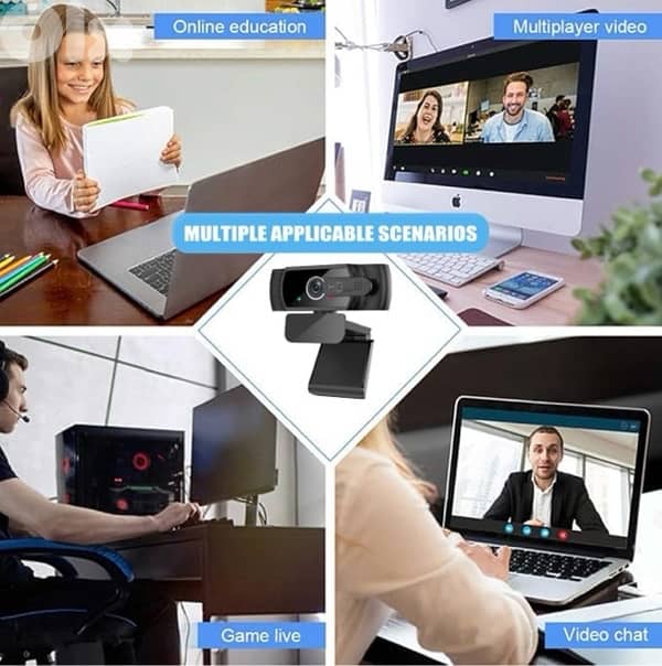 AJ STAR Webcam for PC with Microphone, 1080 9