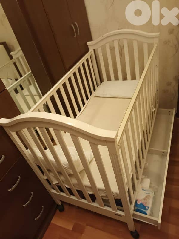 Baby bed / Wood Park + Mattress 1