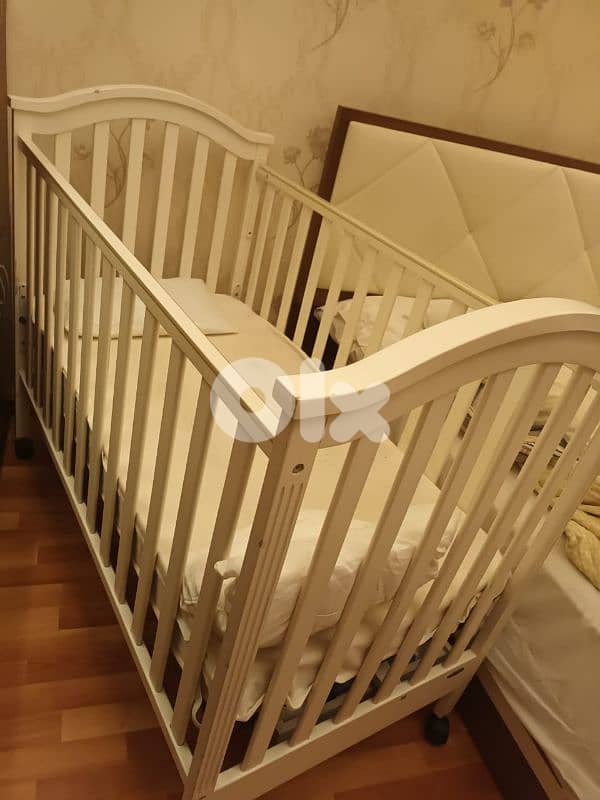 Baby bed / Wood Park + Mattress 2