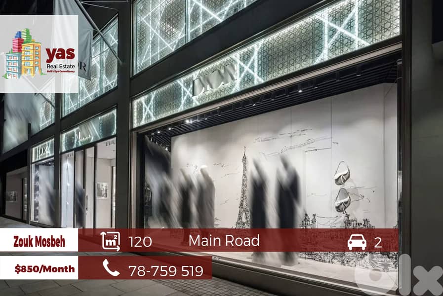 Zouk Mosbeh 120m2 Shop | For Rent | Main Road | Upgraded | TYT | 0
