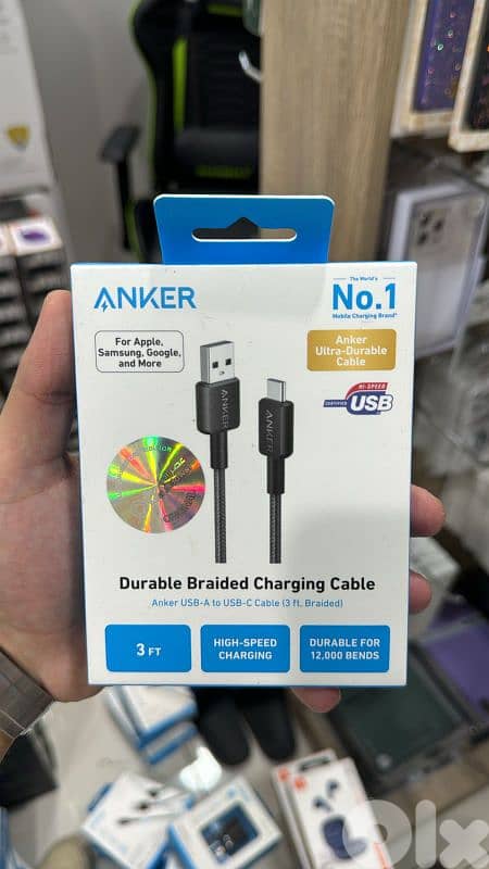Anker usb-a to usb-c 3ft braided cable 0